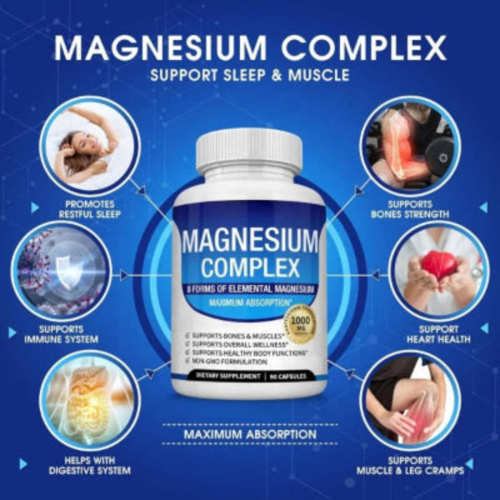 Oem Fitness Edible Magnesium Complex Supplements Promotes Bones Muscles Health Essential Capsules for Workouts